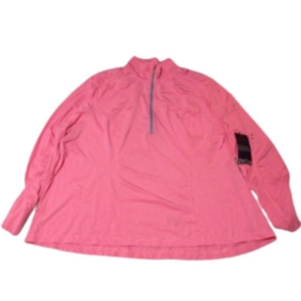 Zella Pink-Stripped Half-zip Workout Jacket 3X